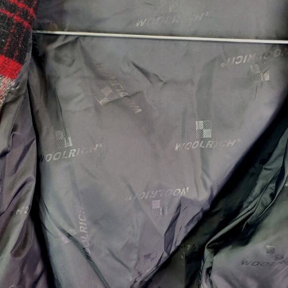 Vtg Woolrich Plaid Double Breast Pea Coat Jacket Womens Large Black Red Button - Picture 9 of 15